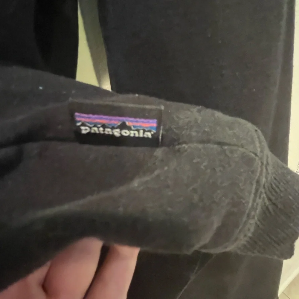 Patagonia Black Hoodie with Mountain Logo